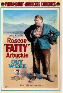 A poster for Roscoe Arbuckle in "Out West"