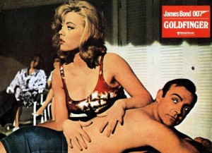 lobby card from Bond film Goldfinger